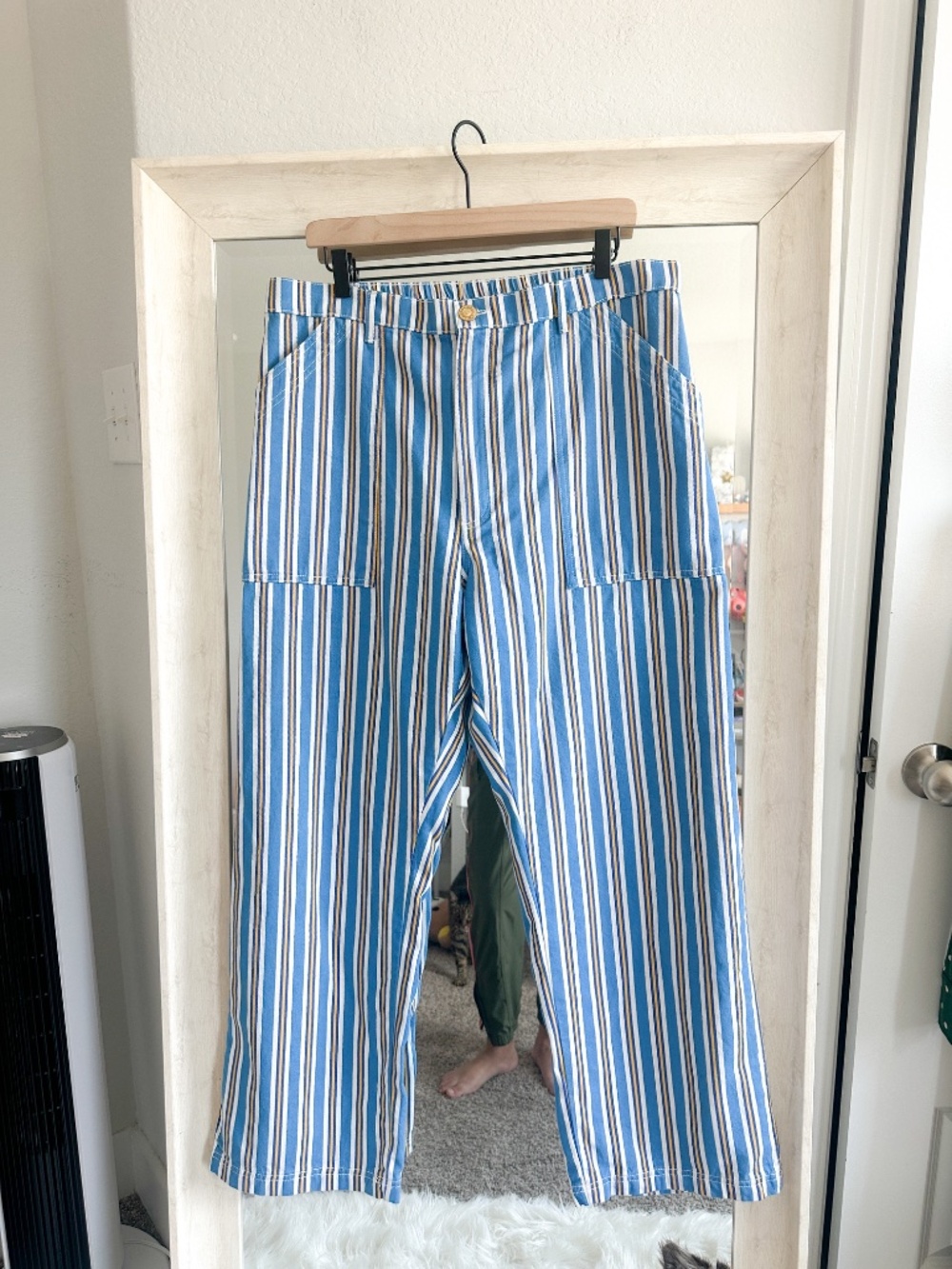 Big Bud Press Size XL Blue Yellow Striped Elastic Waist Work Pants